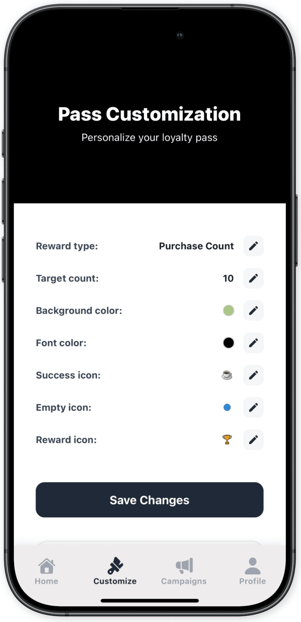 Customizable Loyalty Pass